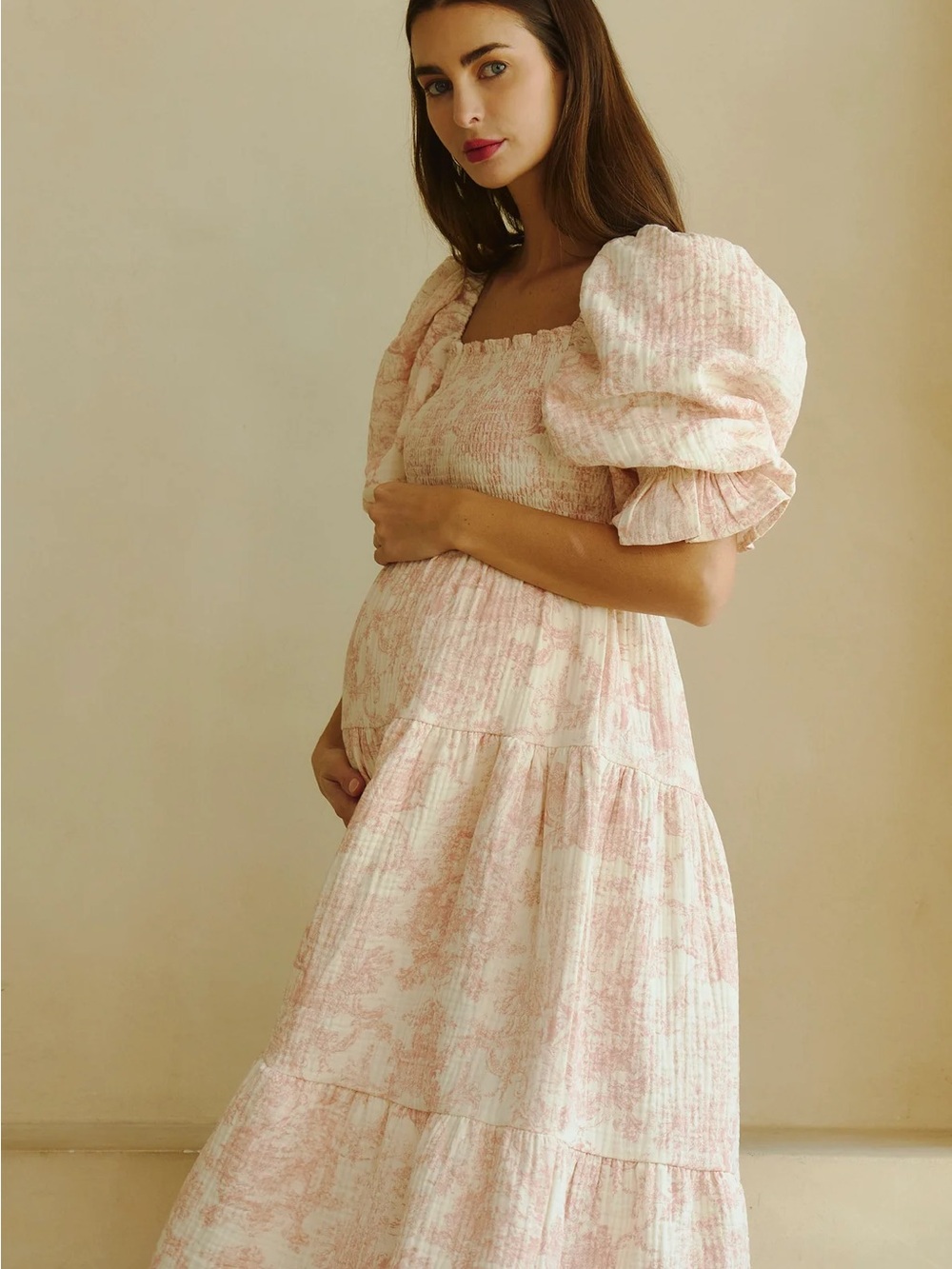 Nothing Fits But Kiko Maternity Dress - Smocked Puff-Sleeve Maxi Dress